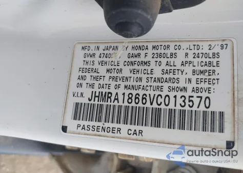 1997 Honda Odyssey Lx from USA, damaged, VIN JHMRA1866VC013570